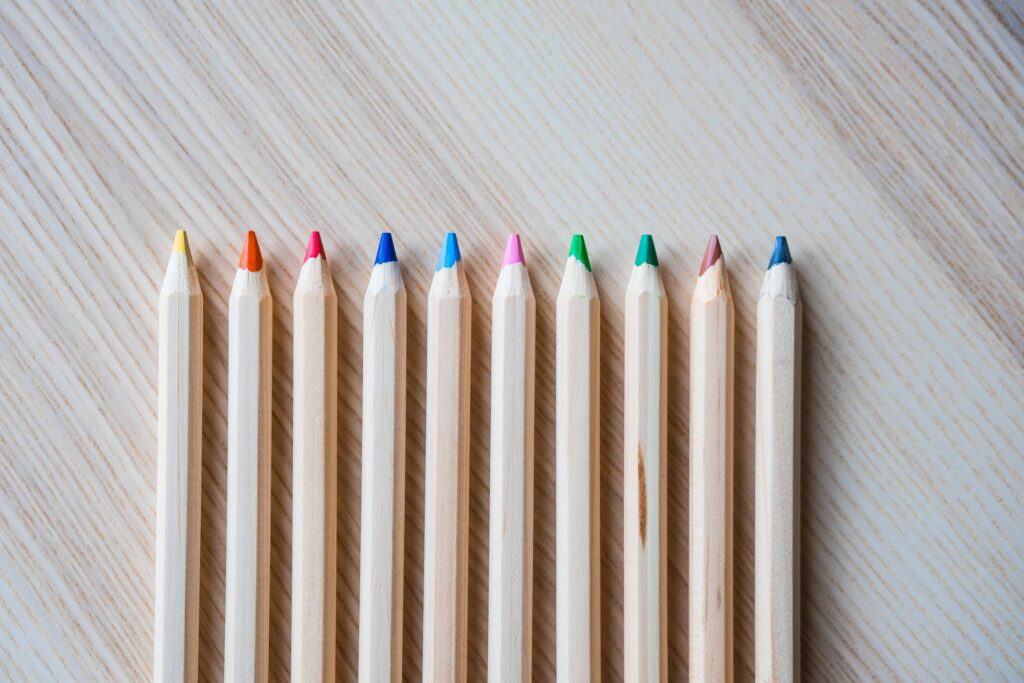 Colored Pencils in a Row #1 Free Photo