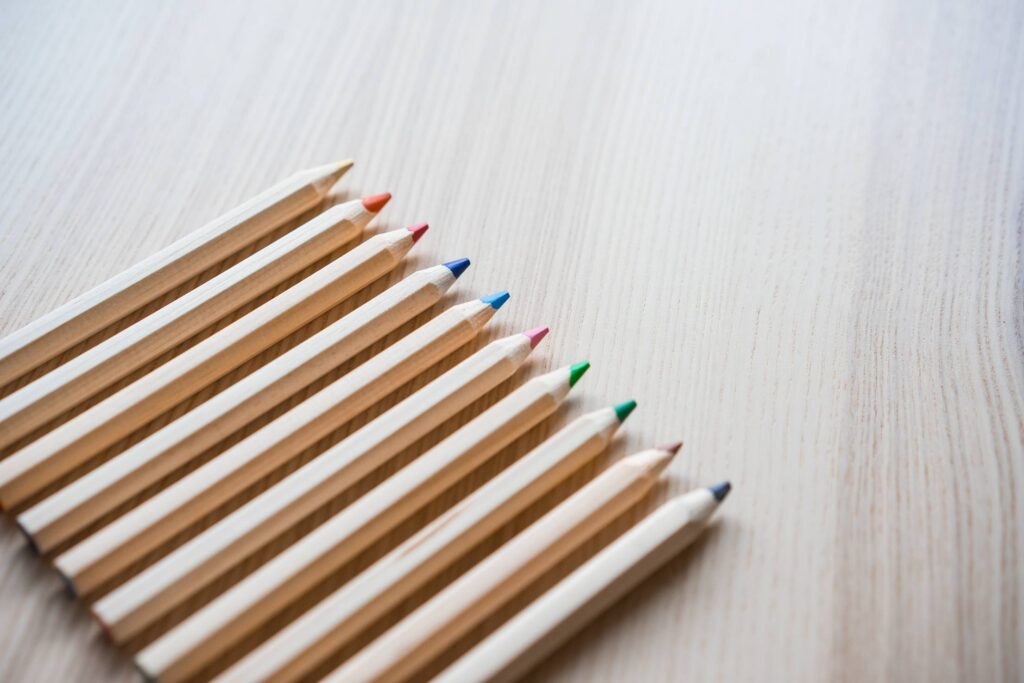 Colored Pencils in a Row #2 Free Photo