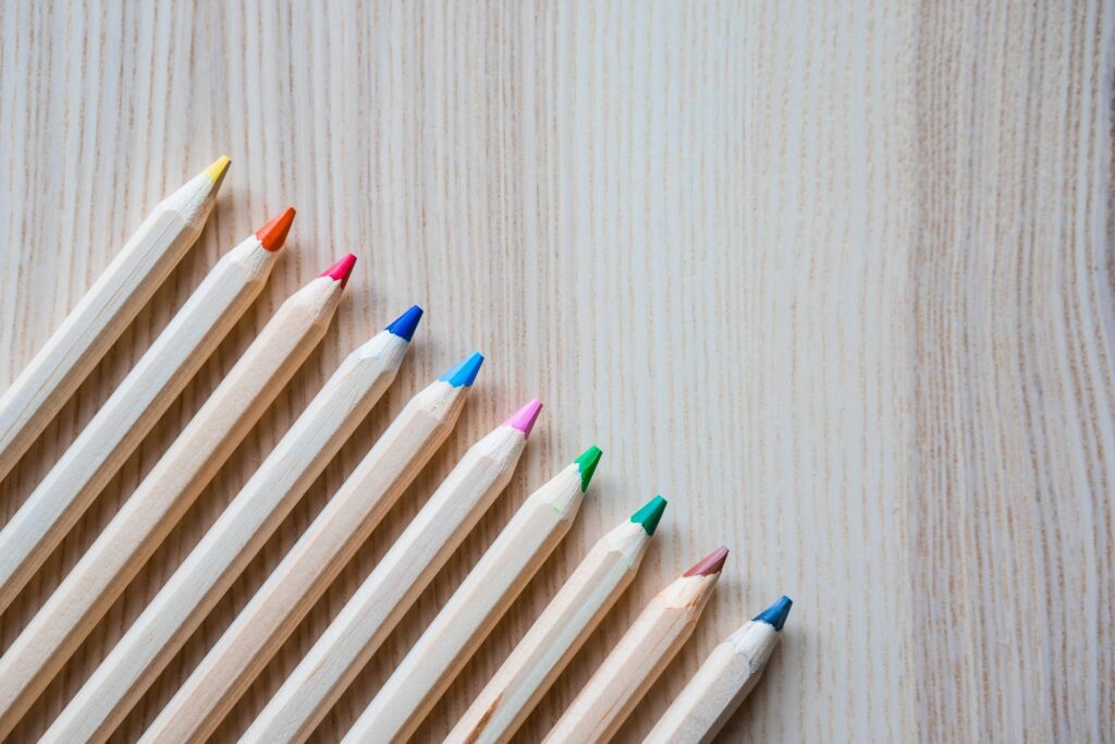 Colored Pencils in a Row #3 Free Photo