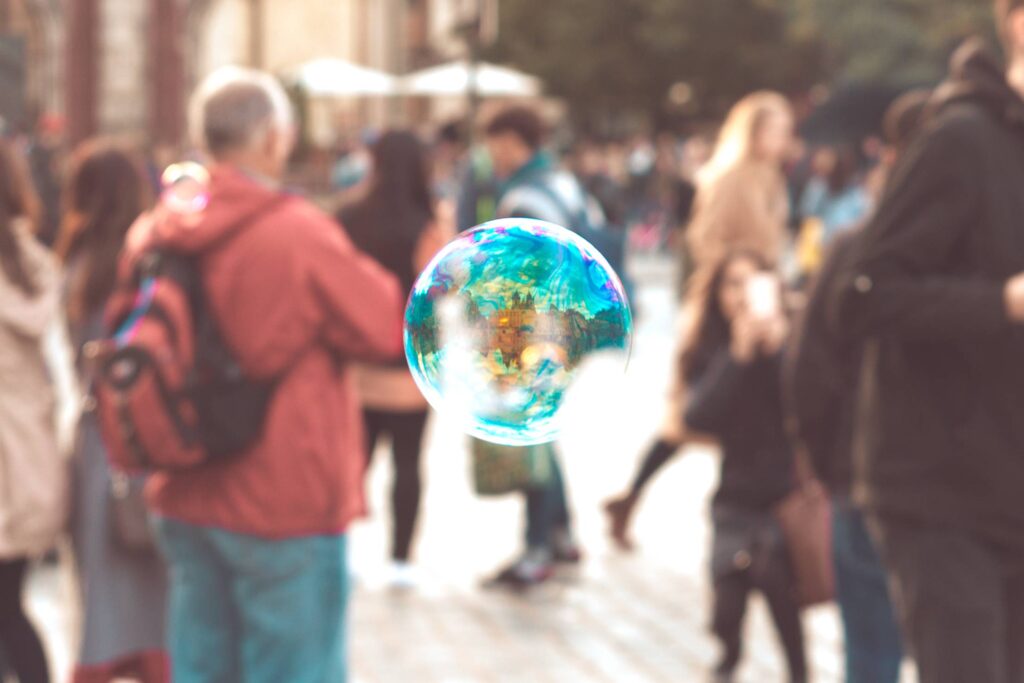 Colorful Bubble With Reflection of Prague Buildings Free Photo