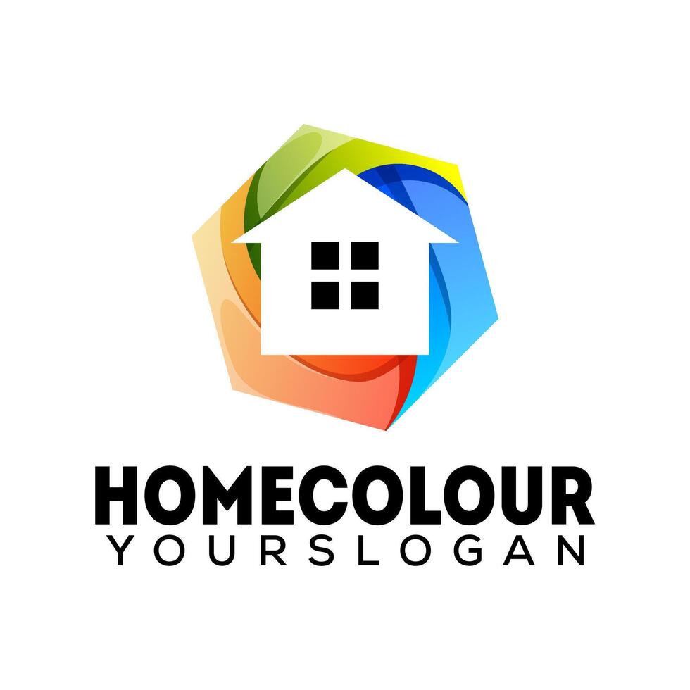 colorful home icon logo design Stock Free