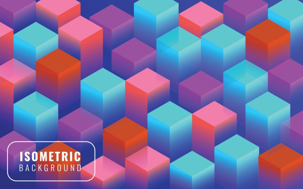 Colorful Isometric 3d background design with cubes. abstract background design. Free Vector