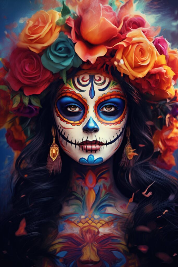 Colorful La Calavera Catrina Skull Makeup Free Photo