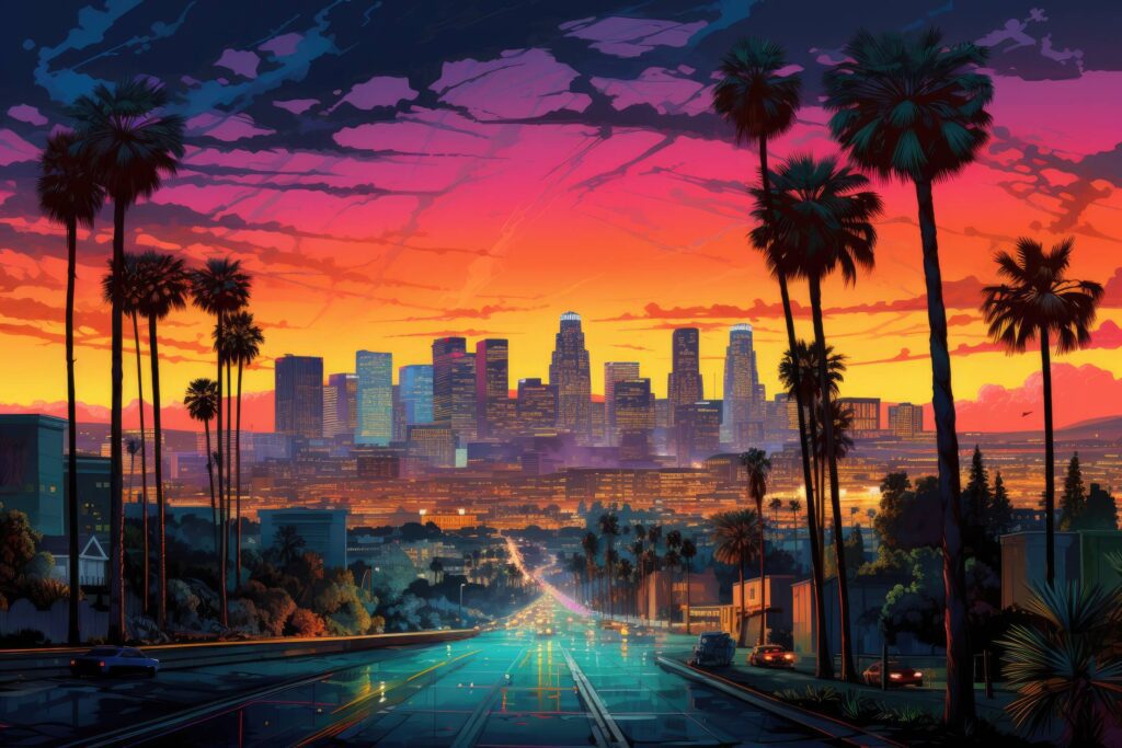 Colorful Los Angeles Painting Stock Free