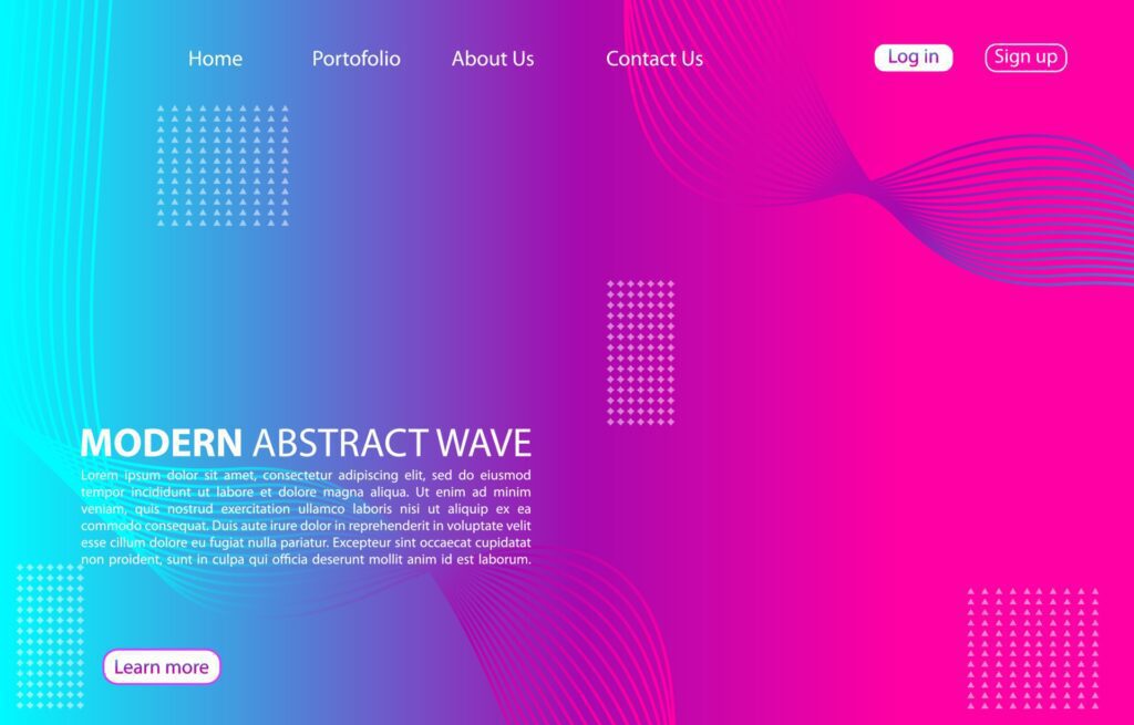 Colorful Modern abstract wave background.Landing page abstract wave design. purple color background. Free Vector