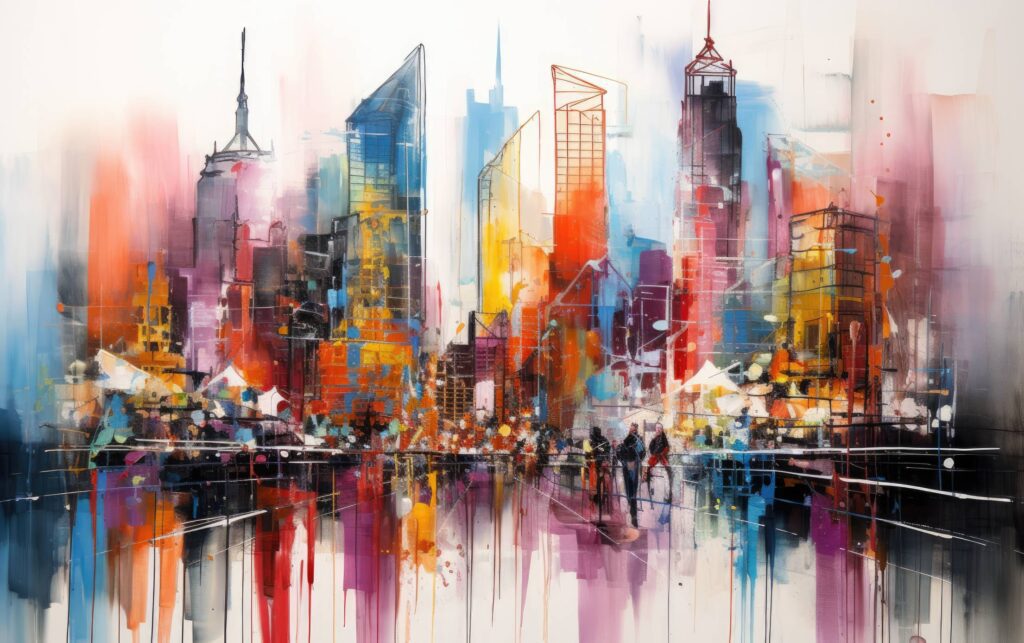 Colorful Painting of New York City Stock Free