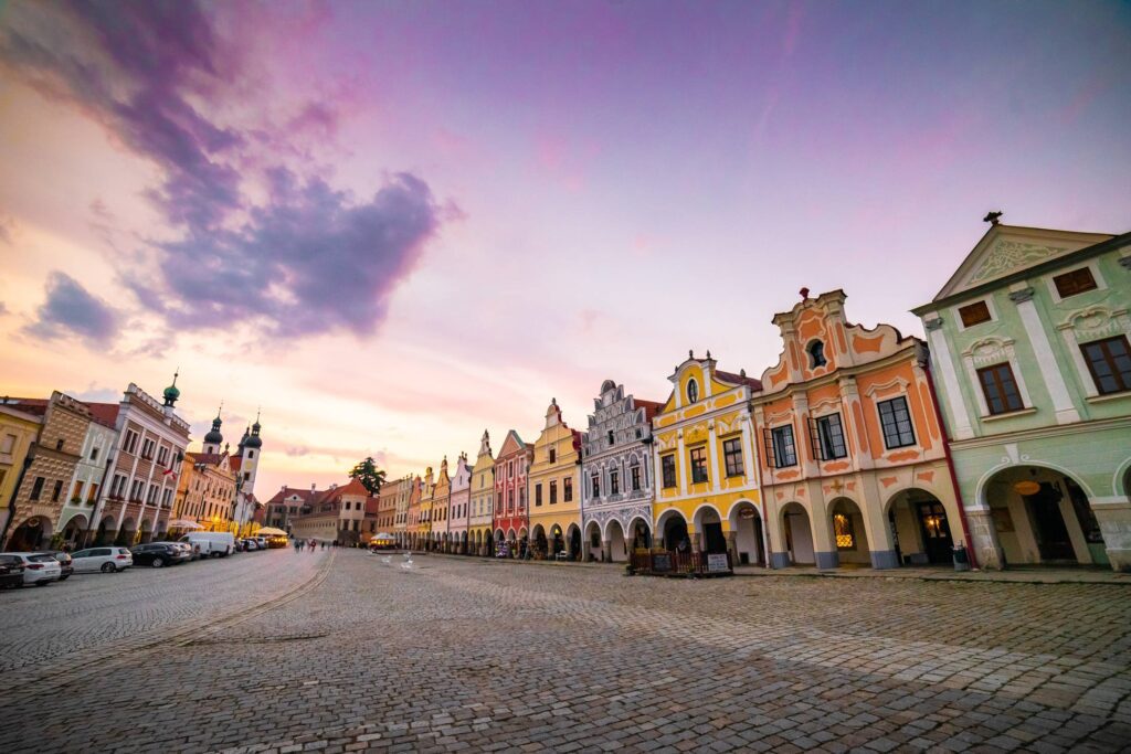 Colorful Square of Czech City Telč Free Photo