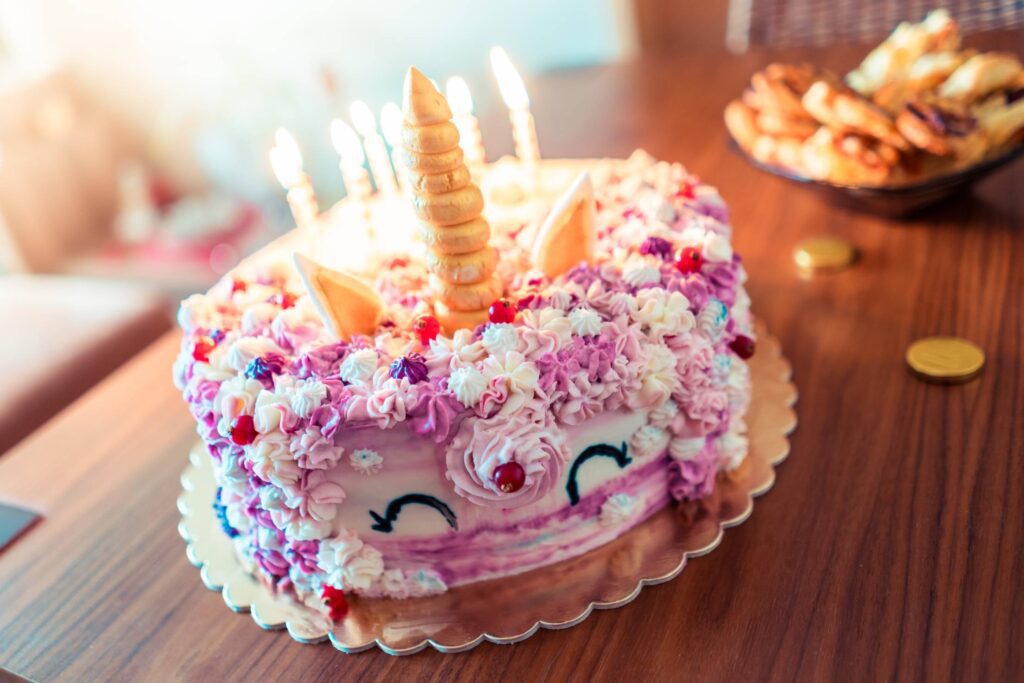 Colorful Unicorn Birthday Cake Free Photo