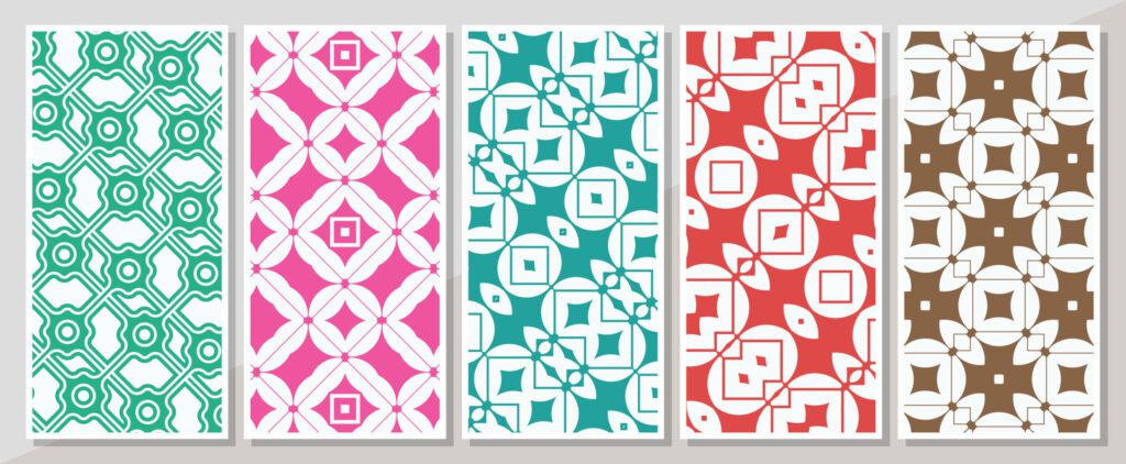 Colorful vertical banner with minimal pattern set Free Vector