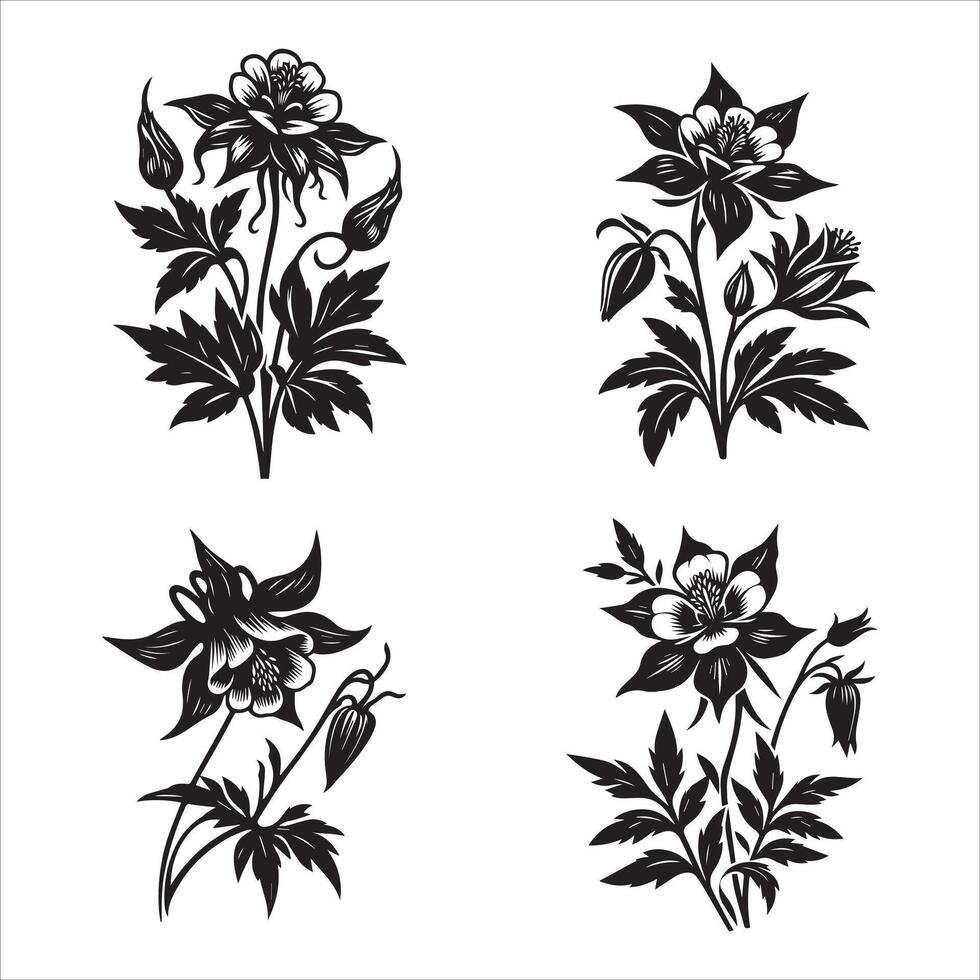 columbine flower silhouette icon graphic logo design Stock Free