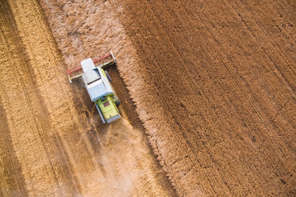 Combine Harvester at Work from Bird’s Eye View #2 Free Photo