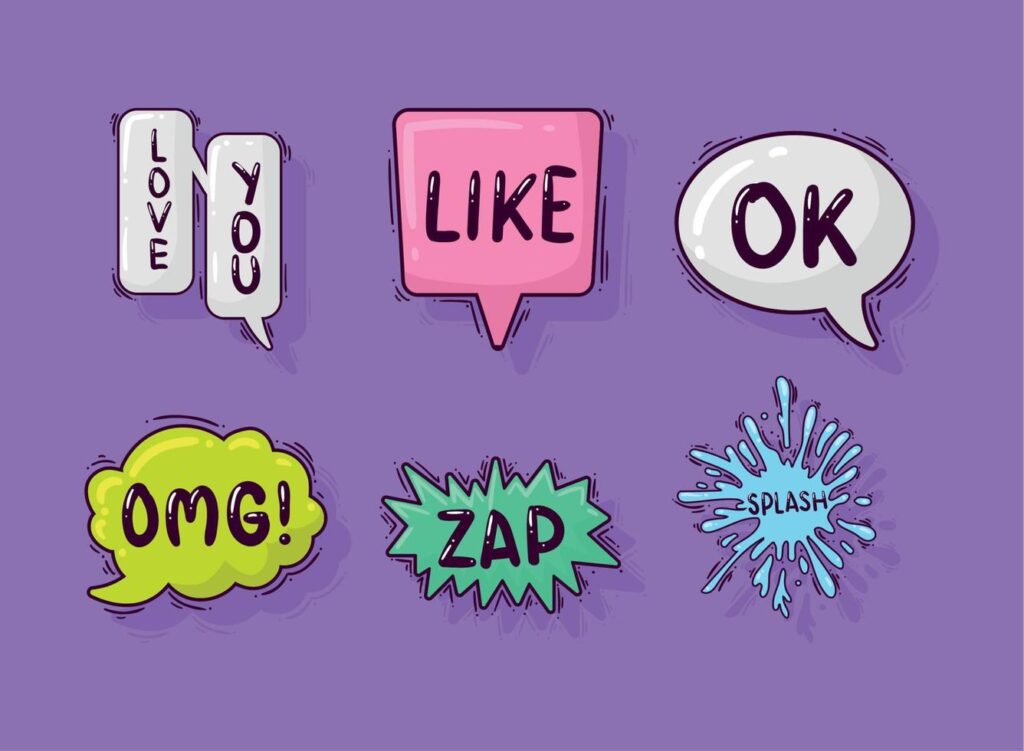 comic bubbles six icons Stock Free