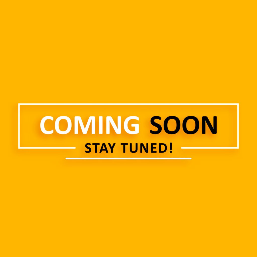 Coming soon. Vector illustration on a yellow background with minimalistic shapes Free Vector