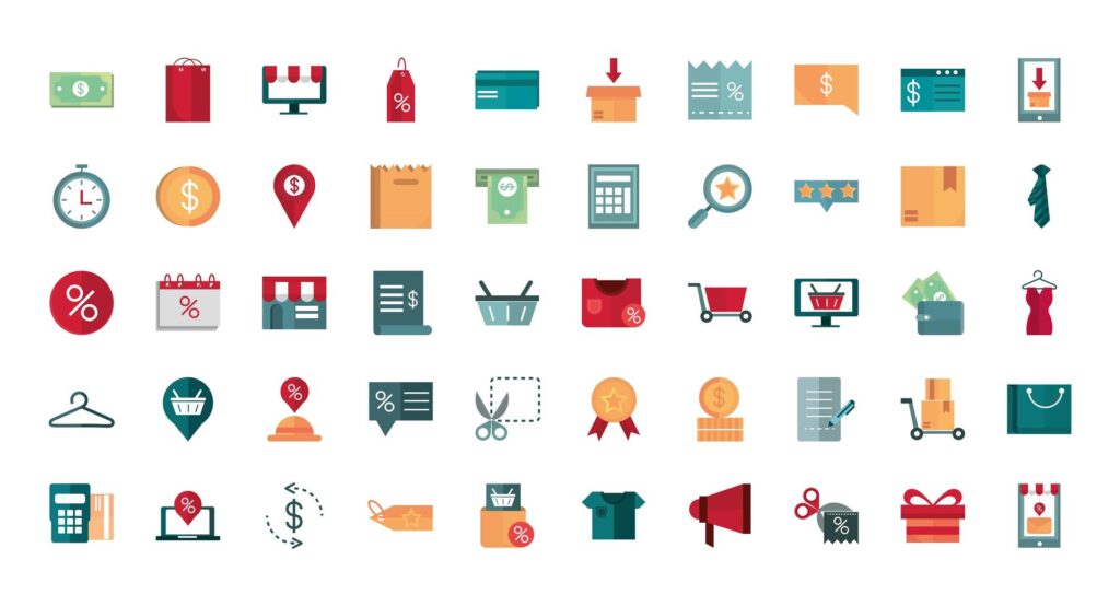 Commerce and business icon set Stock Free