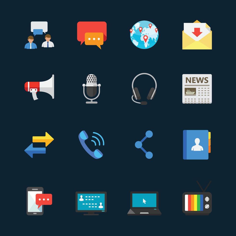 Communication and Chat Icons with Black Background Stock Free