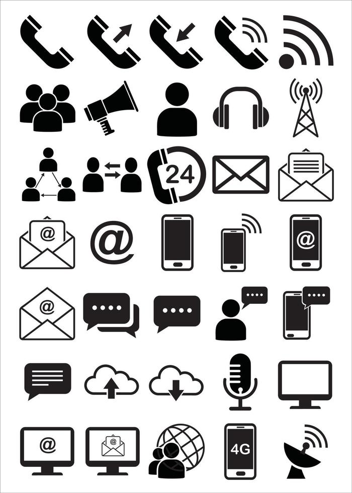 communication interface icon set Stock Free