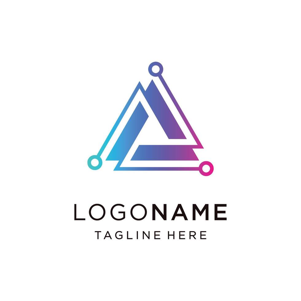 connecting triangles, technology data application icon Stock Free