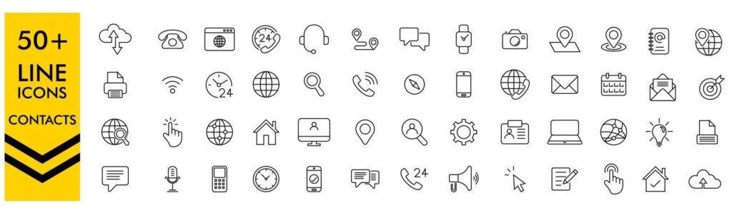 contact icons and social icons, contact icons set business icons set vector Stock Free