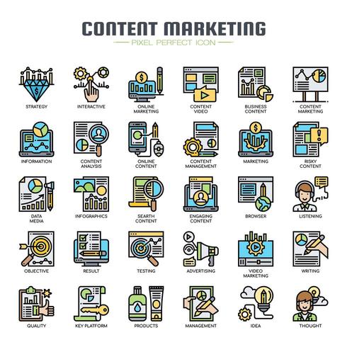 Content Marketing Thin Line Icons Stock Free