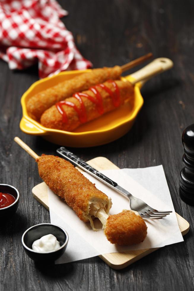 Corndog with mozarella cheese korean food Stock Free