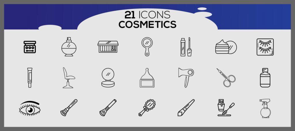 cosmetic line icon set with makeup beauty line icons beauty accessories set makeup accessories. Stock Free