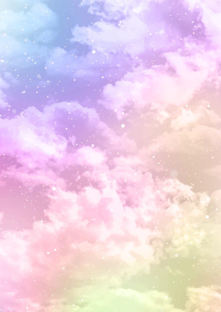 cotton candy clouds background with sparkles Free Vector