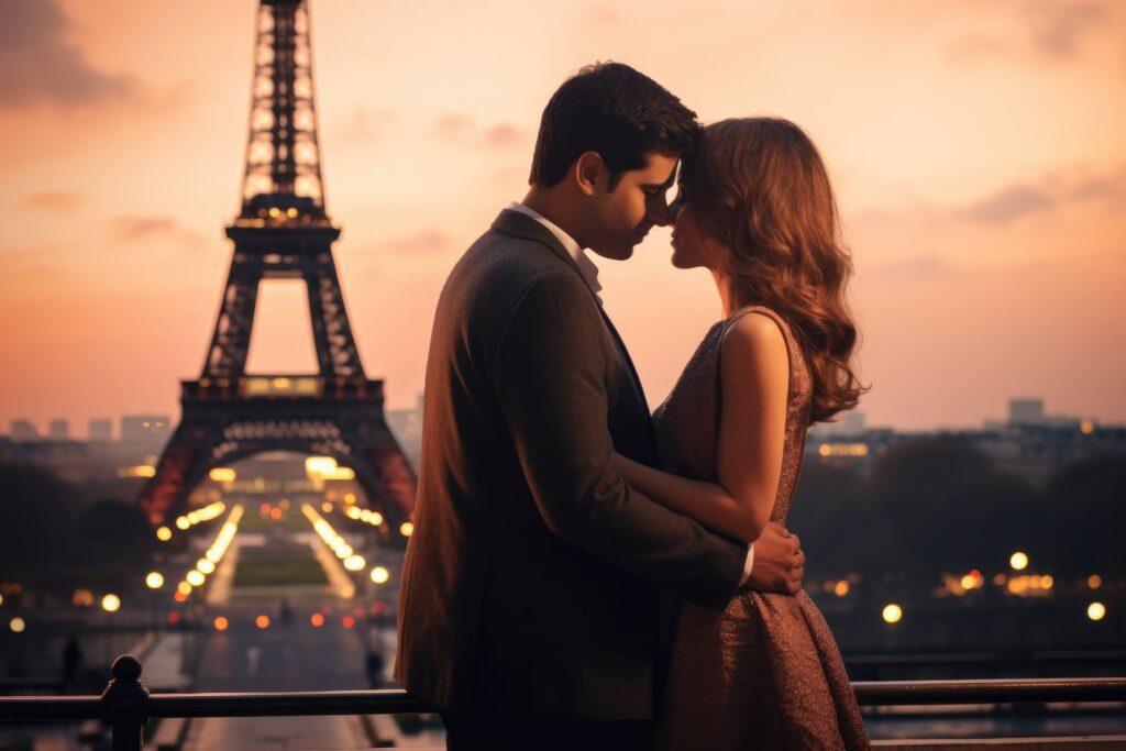 Couple in Love in Romantic Paris Stock Free