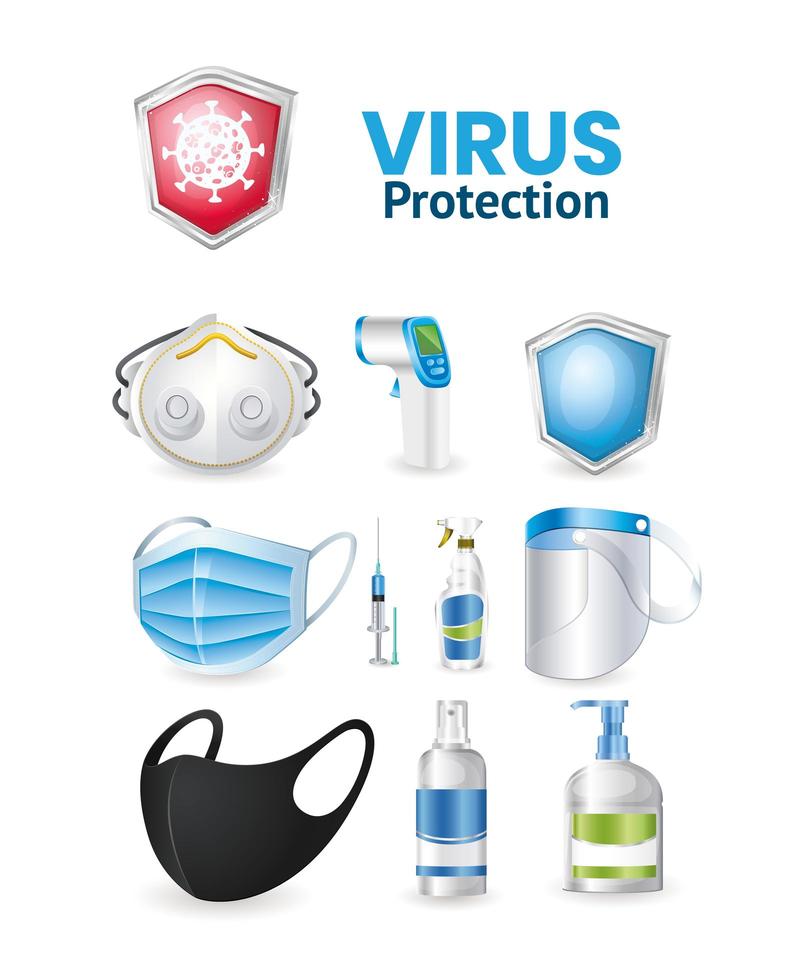 covid 19 virus protection icon set Stock Free