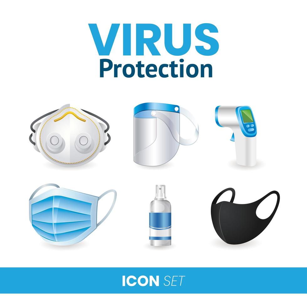 covid 19 virus protection with icons Stock Free