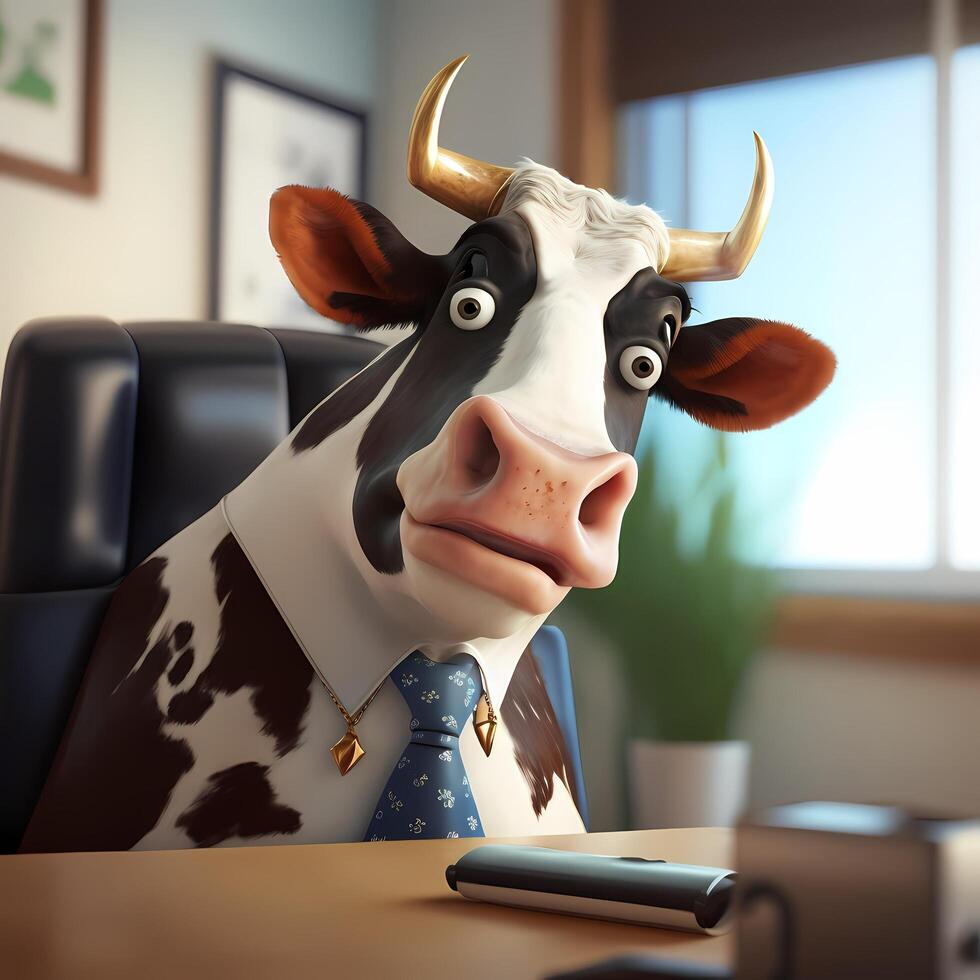 cow businessman illustration Stock Free