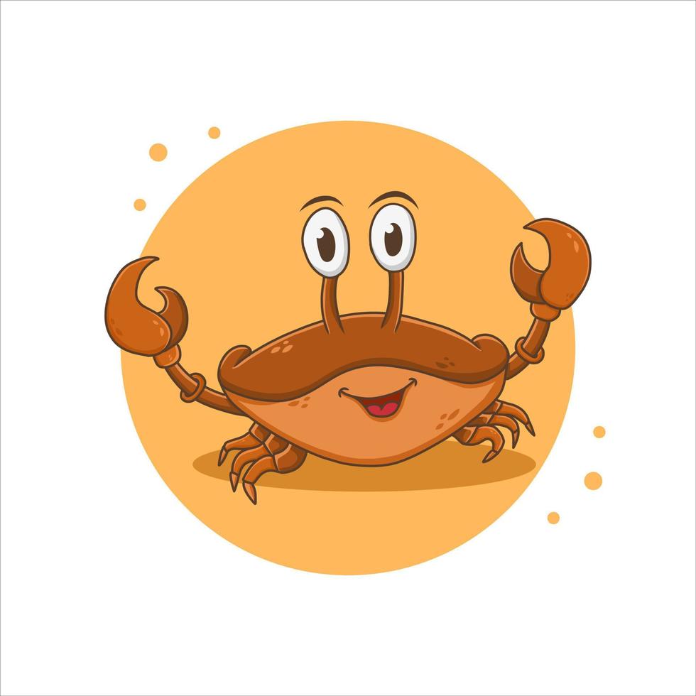 Crab Cartoon Vector Illustration. Seafood Mascot Logo. Ocean Animal Symbol Icon Character Element Stock Free