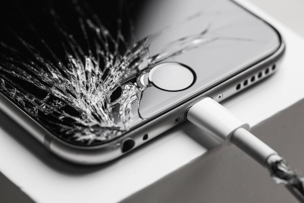 Crashed iPhone 6 with Cracked Screen Display Free Photo