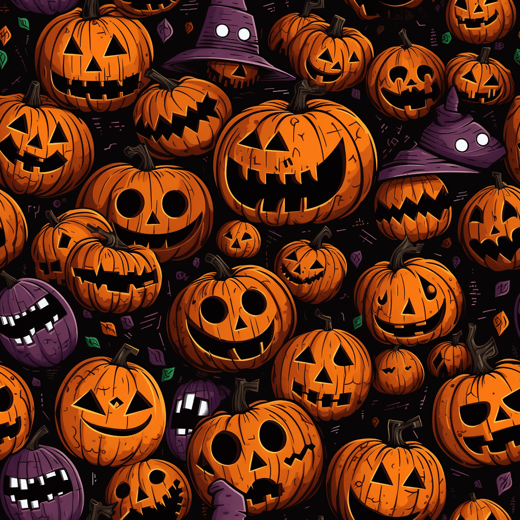 Crazy Halloween Pumpkins Seamless Texture Free Photo