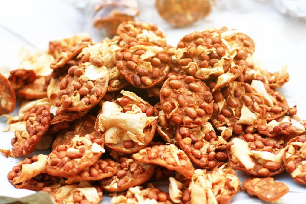 Crispy Peanut Chips is Thai Snack in street food At Thailand Stock Free