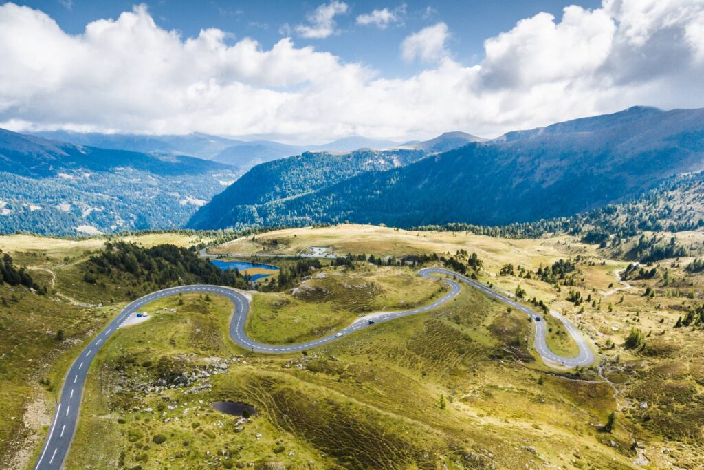 Curvy Alpine Road from Above Free Photo