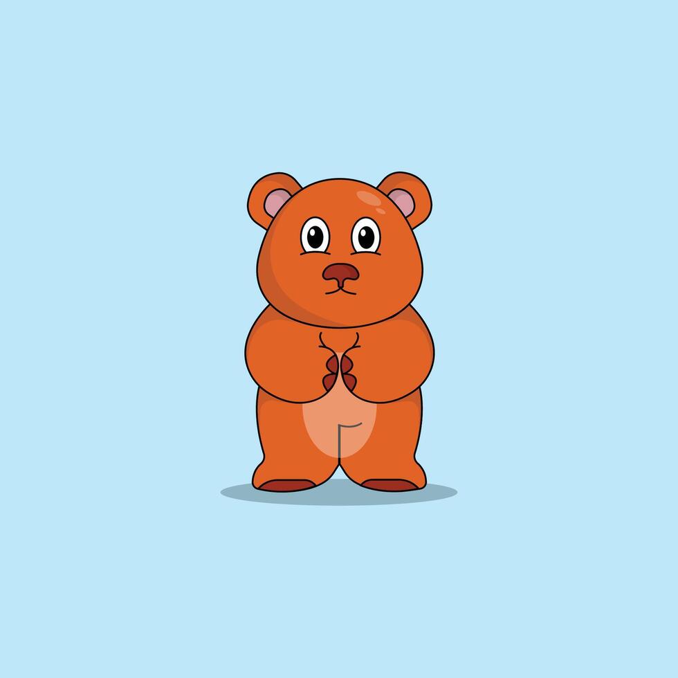 cute animal bear cartoon icon illustration.animal icon illustration. flat style concept cute Stock Free