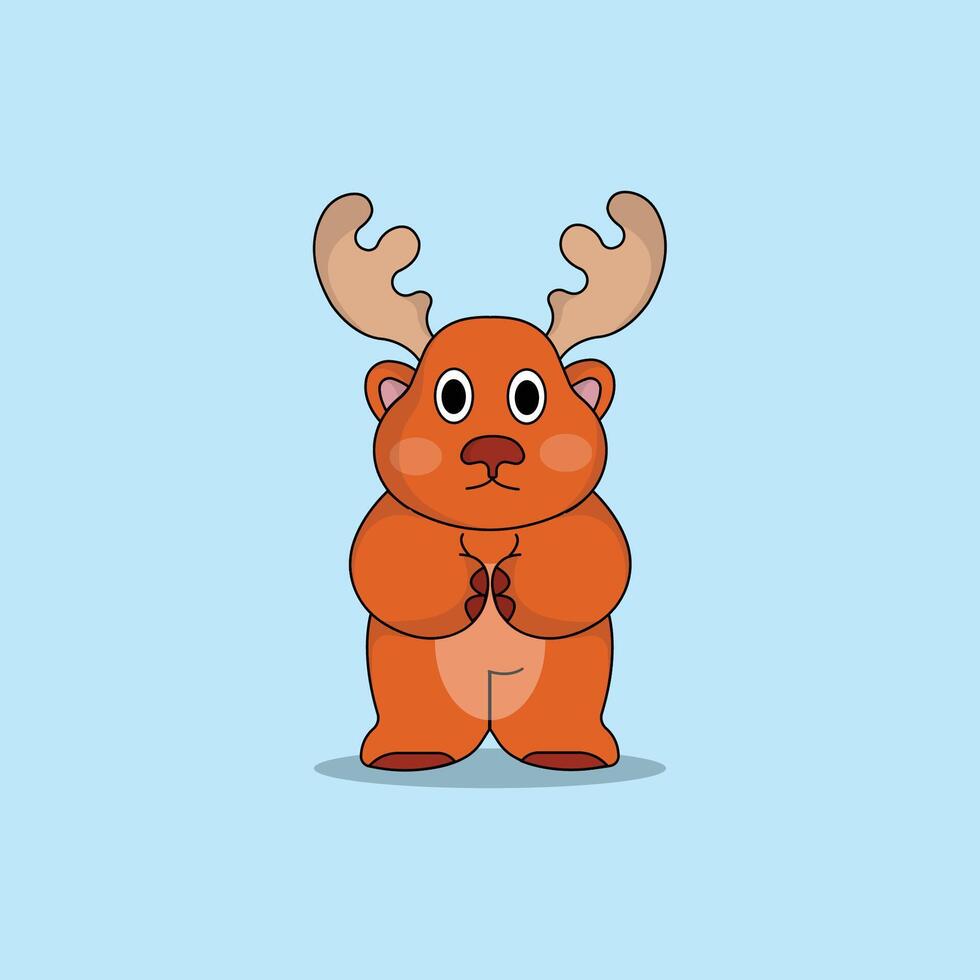 cute animal deer cartoon icon illustration.animal icon illustration. flat style concept cute Stock Free