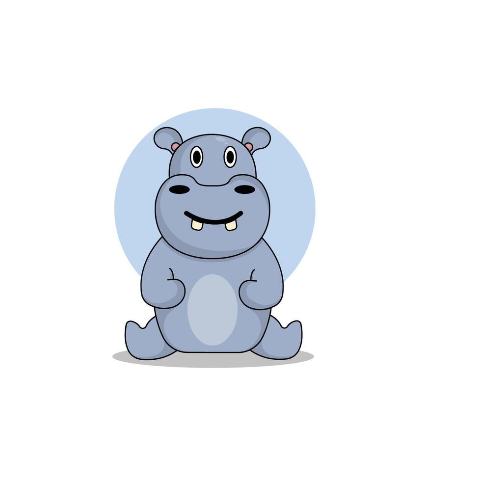 cute animal hippopotamus cartoon icon illustration.animal icon illustration. flat style concept cute Stock Free