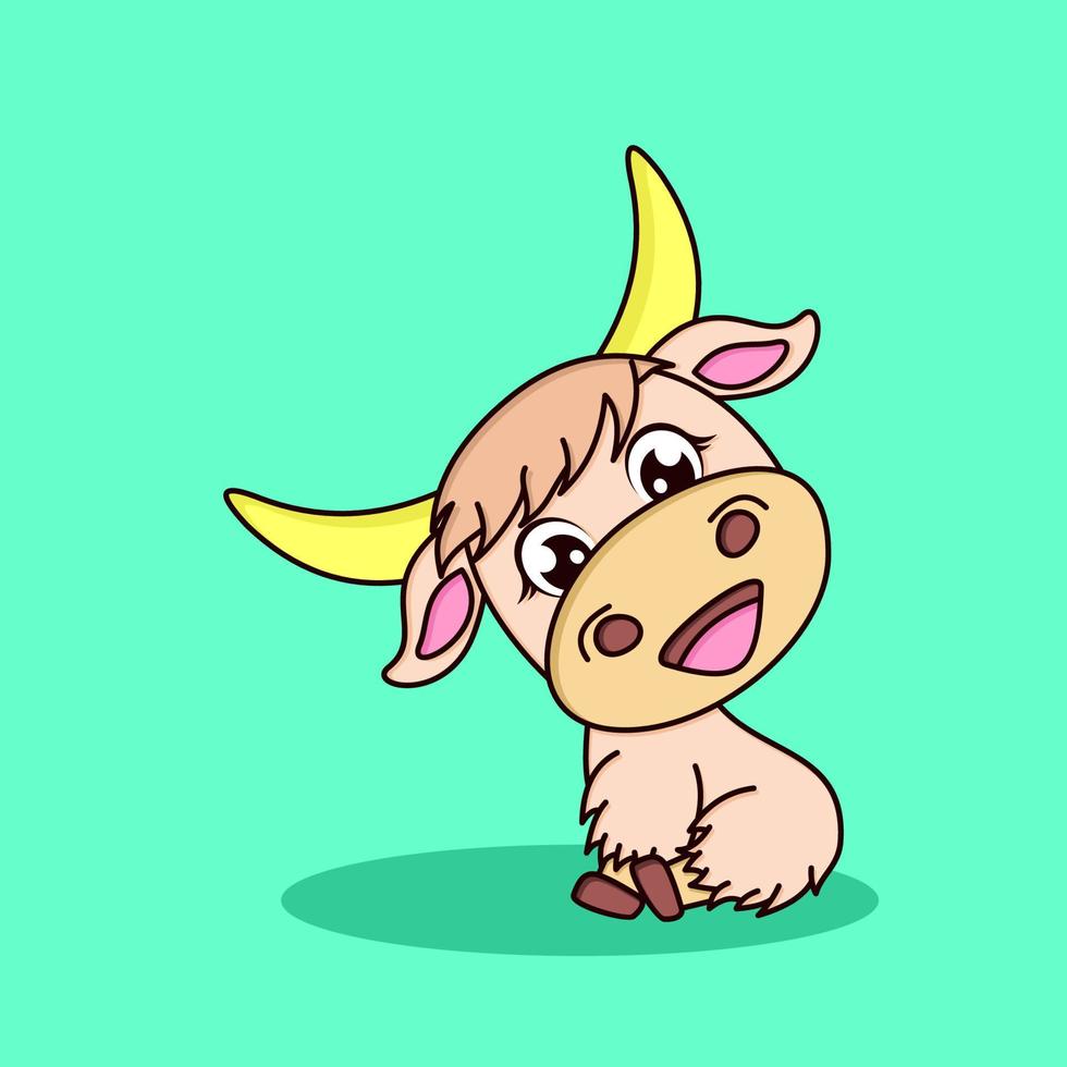 Cute baby yak cartoon. vector icon illustration Stock Free