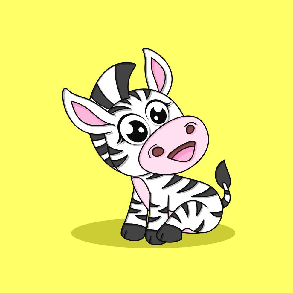 Cute baby zebra cartoon. vector icon illustration Stock Free