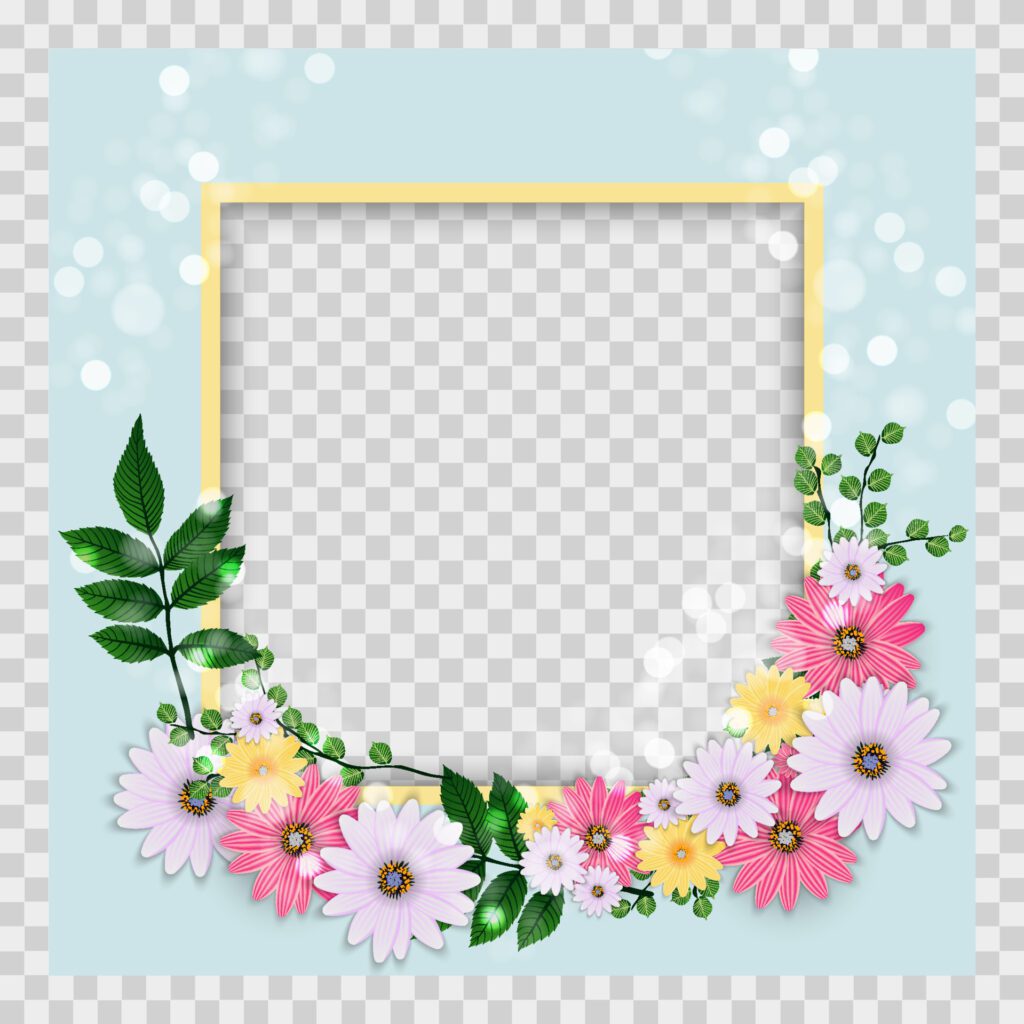 Cute Background with Frame and Flowers Collection Free Vector