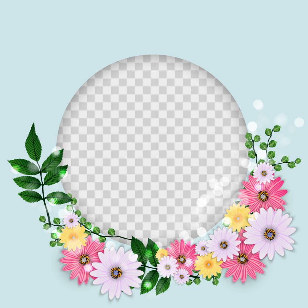 Cute Background with Frame and Flowers Collection Set. Free Vector