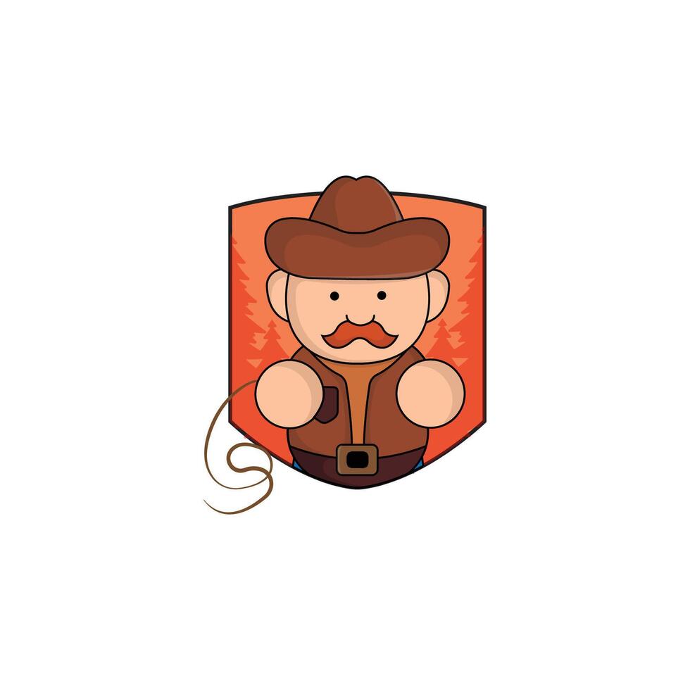 cute cartoon cowboy with rope icon illustration. kingdom concept illustration premium cartoon,flat style cartoon Stock Free