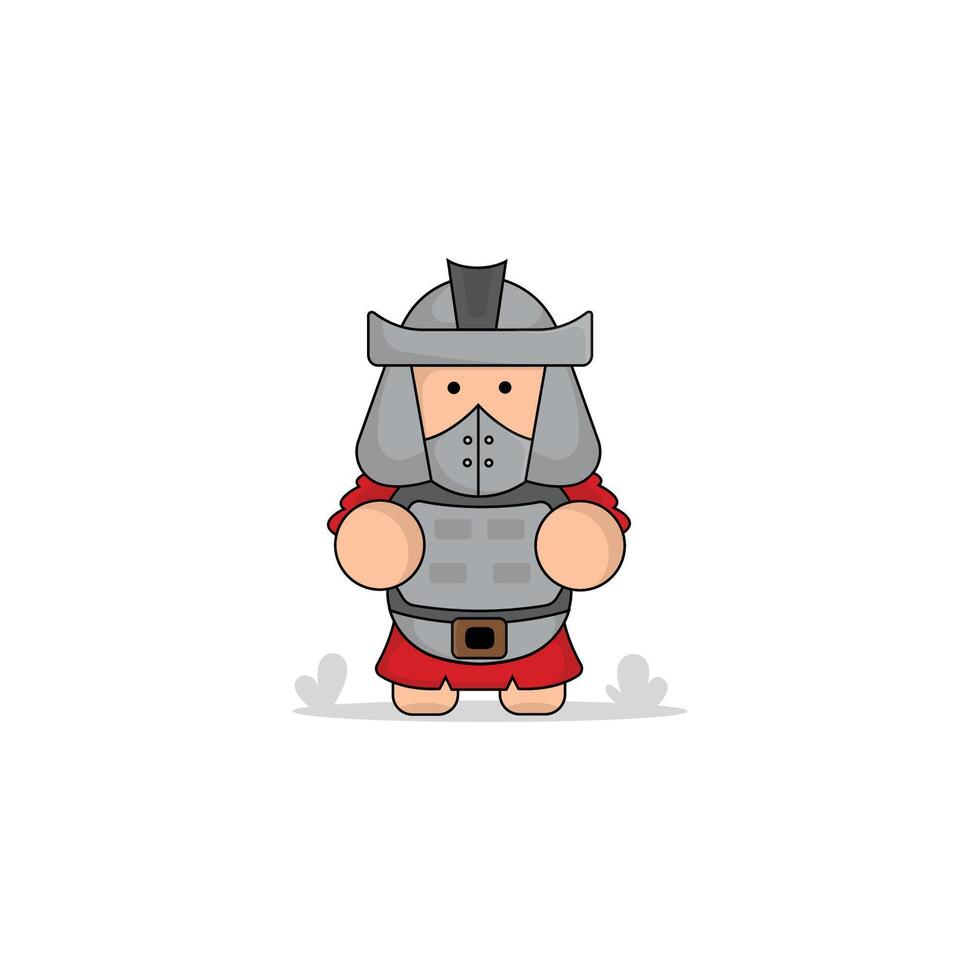 cute cartoon gladiator with shield and sword icon illustration. kingdom concept illustration premium cartoon,flat style cartoon Stock Free