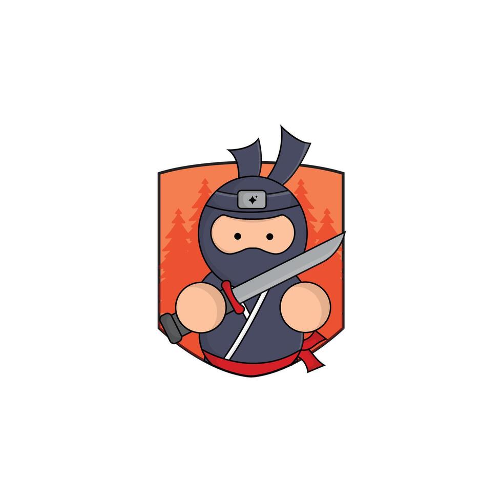 cute cartoon ninja sword icon illustration. kingdom concept illustration premium cartoon,flat style cartoon Stock Free