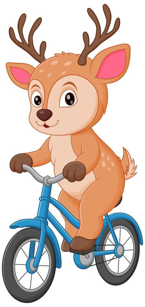 Cute Deer Riding Bicycle Cartoon Vector Icon Illustration. Animal Sport Icon Concept Isolated Premium Vector Stock Free