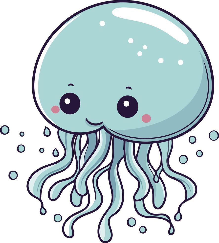 cute jellyfish kawaii cartoon icon illustration graphic design Stock Free