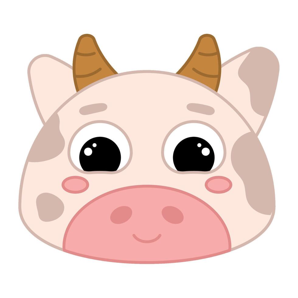 Cute kawaii cow emoji icon Stock Free