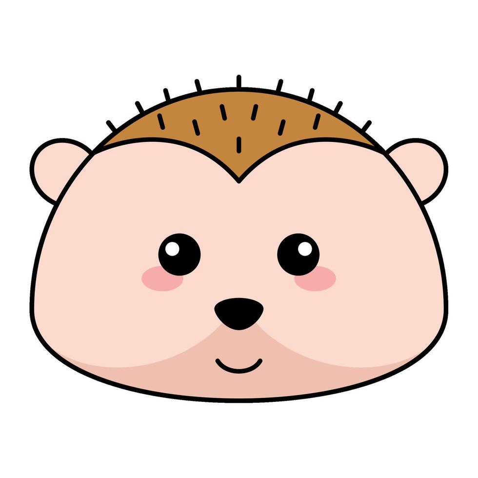 Cute kawaii porcupine emoji icon Stock Free