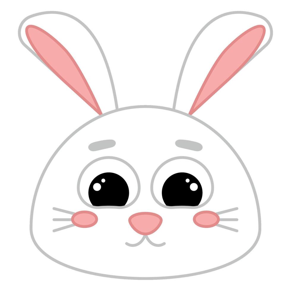 Cute kawaii rabbit emoji icon Stock Free